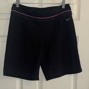 Nike Women's Athletic Shorts in Black with Pink and purple stripes